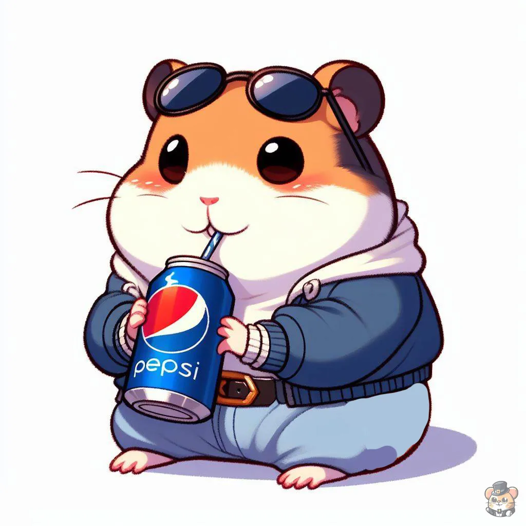 Can My hamster drink fizzy drinks? this picture shows a hamster drinking from a can of pepsi. Please do not feed your hamster fizzy drinks.