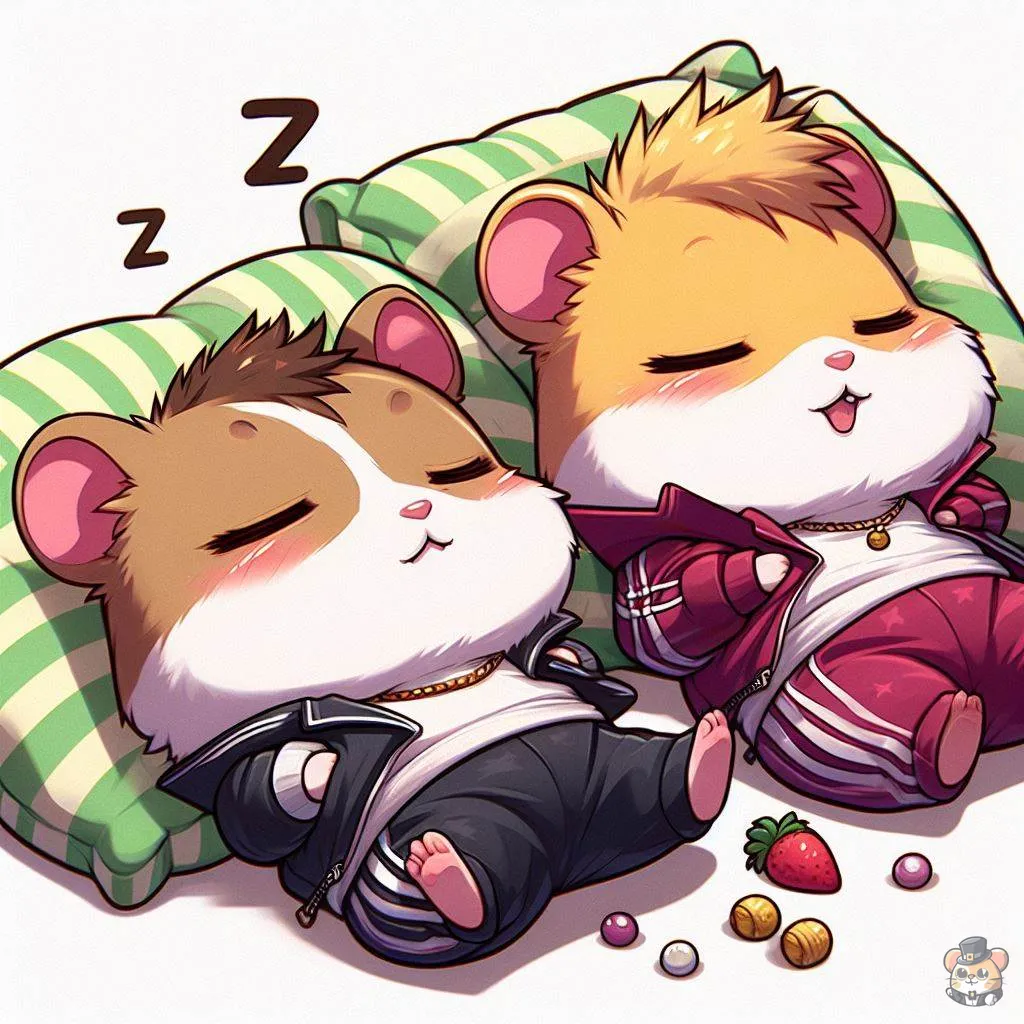 hamsters taking a nap