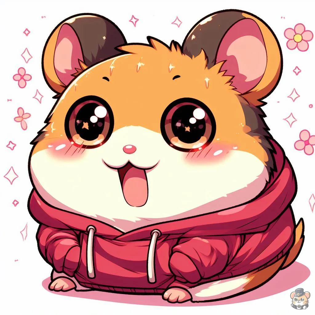 a cartoon drawing of a hamster with big eyes that are not experiencing symptoms of Exophthalmia