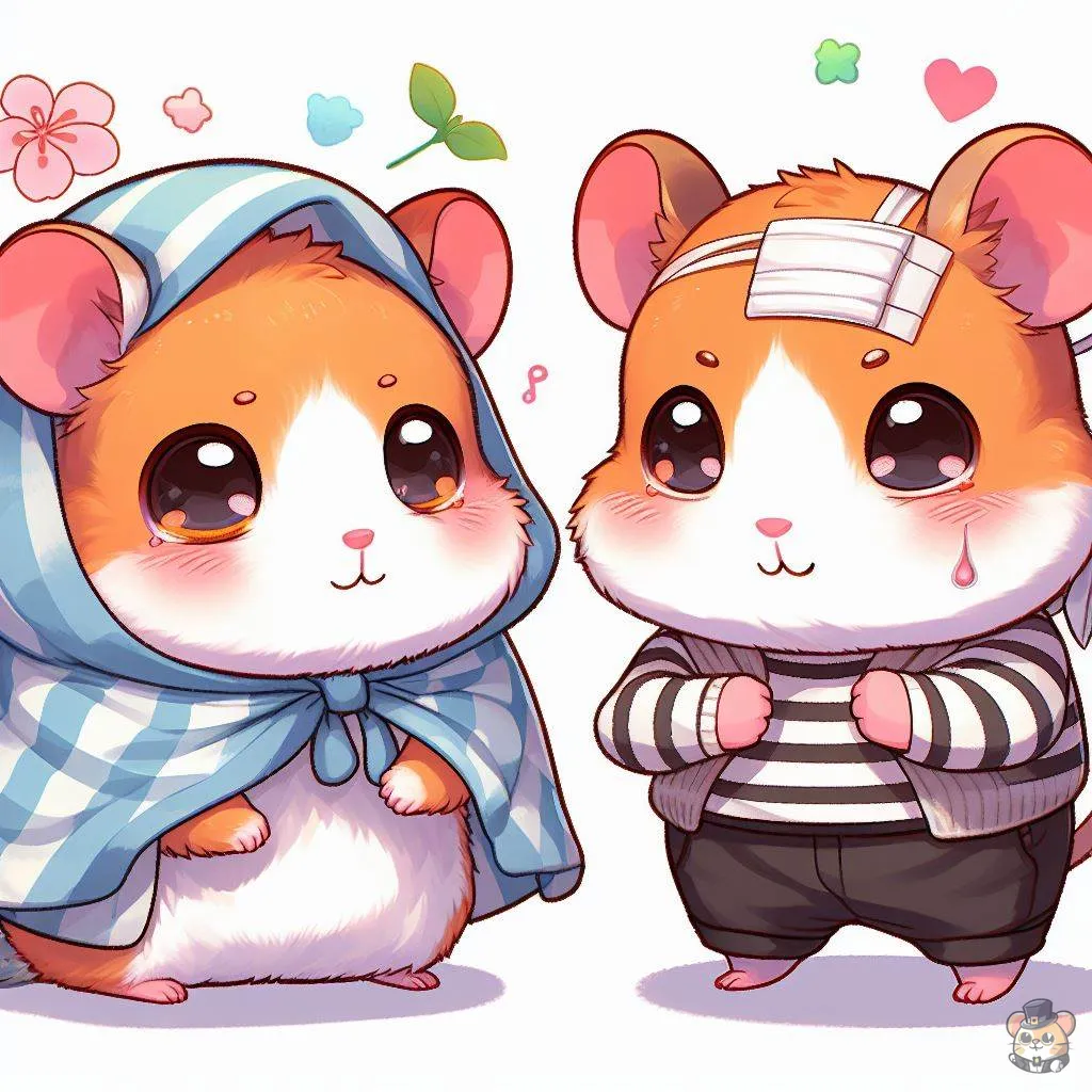 a cartoon image of two hamsters happy to be recovering after cancer.